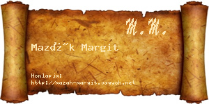Mazák Margit névjegykártya