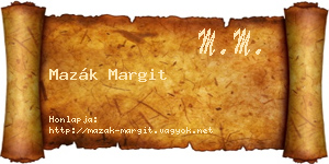 Mazák Margit névjegykártya